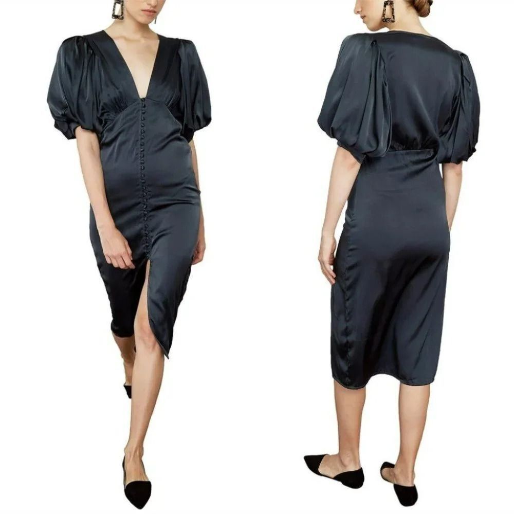 Anthropologie Magali Pascal Puff-Sleeved Midi Dress Size Medium NWOT $495 - Picture 13 of 14